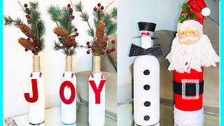 IDEAS CON BOTELLAS DE VIDRIO DECORADAS PARA NAVIDADCOMO DECORAR botellas [upl. by Leandra]