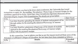 TNTEU NEW CIRCULAR BEdMEd EXAM 2024 REVALUATION DATE EXTENDED [upl. by Stacia]