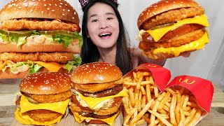 McDonalds NEW CHICKEN BIG MAC Cheeseburger Chicken Sandwich amp Fries Mukbang w ASMR Eating [upl. by Eberly]