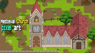 Pixel Art Medieval Church  Pixel Art Time lapse [upl. by Adiela263]