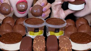 ASMR CHOCOLATE PROFITEROLES MINI CRUNCHY CHOCOLATE ICE CREAM BARS MARSHMALLOWS ICE CREAM SANDWICH [upl. by Ebberta]