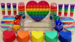 Rainbow Heart Slime Mixing Random Into Slime Satisfying Slime Video ASMR [upl. by Cyrie781]