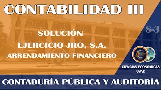 CONTABILIDAD III  ARRENDAMIENTO FINANCIERO  CONTINUACIÓN EJERCICIO JRO SA [upl. by Anner]