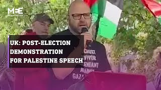 Apartheid activist addresses proPalestine protest following UK election [upl. by Goulder622]