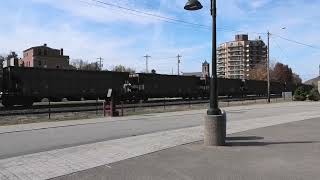 Norfolk Southern train of coal hoppers passing through Monongahela PA [upl. by Ihcehcu]