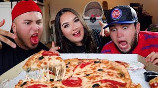 HUGE CHEESY PIZZA MUKBANG [upl. by Salome347]