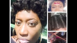 How to Roller Set Short Natural Hair The Fro  2016 [upl. by Sirak]