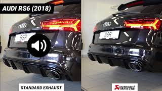 Audi RS6 standard exhaust system vs Akrapovic [upl. by Gokey]