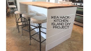 IKEA HACKDIY IKEA Kitchen IslandShiplap SidesThrifted Wood Countertop [upl. by Eilyac]