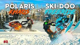 SkiDoo Freeride vs Polaris Khaos 9R  Battle of the 146s [upl. by Toh36]