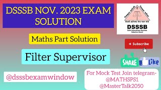 Maths Part DSSSB Filter Supervisor dsssbexamwindow dsssbexamwindow mathsps1 [upl. by Elleiad401]