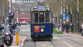 Electrische Museumtramlijn Amsterdam GVB 1236 en 748  Marnixstraat [upl. by Ahsikyw540]