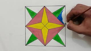 رسم زخرفة سهلة وبسيطة  رسم وحدة زخرفية لا نهائية  زخارف اسلامية هندسية سهلة  ISLAMIC GEOMETRIC [upl. by Nawk]