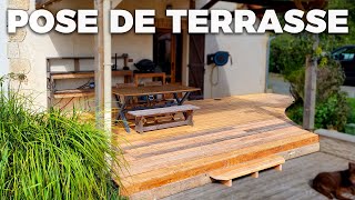 Grande terrasse en bois avec des planches de récupération [upl. by Aia]