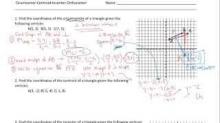 Finding Circumcenter Centriod Incenter Orthocenter Coordinates Review [upl. by Idram]