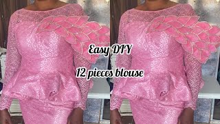 How to cut and sew a perfect twelve 12 pieces princess burstier lace blouse [upl. by Palladin857]