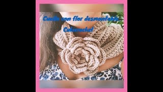 COMO TEJER CUELLO CROCHET CON 🌺FLOR🌻 que se ABRE en el MEDIO PARA HACER CIERRE FÁCIL GANCHILLO [upl. by Datnow]