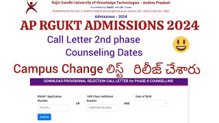 AP RGUKT 2024 2nd Phase Call Letter Counseling Date Release Ap IIIT Admissions 2024 [upl. by Adlihtam761]