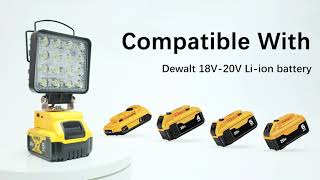 Ecarke 48W LED Work Light for Dewalt 20V Batteries [upl. by Crandall813]