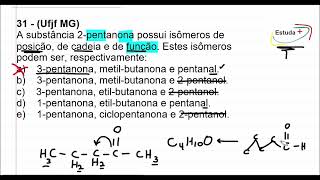 A substância 2pentanona possui isômeros de posição de cadeia e de função Estes isômeros podem ser [upl. by Maggio263]