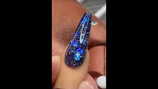 Beginner Gel Nails  Midnight Blue Glitter Nail Art Tutorial [upl. by Stelu]