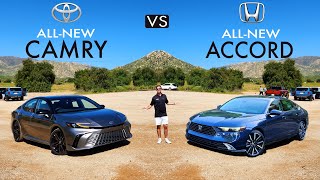 REDESIGNED RIVALS  2025 Toyota Camry XSE vs 2024 Honda Accord Touring Comparison [upl. by Alaehcim]