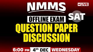 NMMS SAT 2024  Class 8  Offline Exam  Question Paper Discussion  4th December 2024 [upl. by Kathe317]