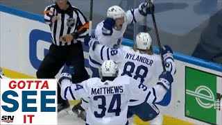 GOTTA SEE IT Maple Leafs Score Three Goals With Goalie Pulled To Tie Game 4 vs Blue Jackets [upl. by Llenil416]