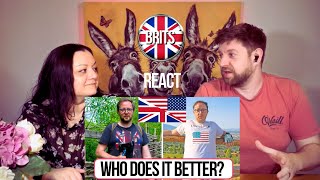 BRITS REACT  America VS Britain  Who Does It Best  BLIND REACTION [upl. by Elocyn]