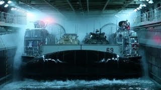 Navy LCAC Hovercrafts Docking on USS Kearsarge [upl. by Nivel]