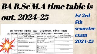 BA BSc MA time table is out  rmlau time table 2024  rmlau exam date 2024  rmlauexamnews [upl. by Jamnes521]