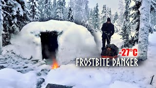 27 Surviving the ARCTIC NIGHT with no Tent Winter Camping in a Snow Shelter [upl. by Eraste]