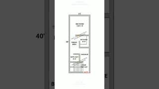 15×40 small house plan  1bhk design  15×40 ghar ka naksha  shortvideo houseplan smallhouse yt [upl. by Leeban215]