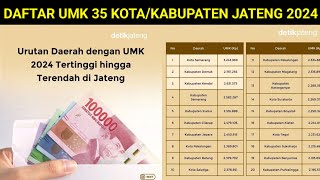 Daftar UMK Jateng 2024  Kota Semarang Tertinggi 32 Juta Kabupaten Banjarnegara Terendah 2 Juta [upl. by Tnattirb]