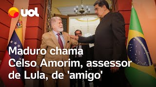 Venezuela Maduro chama Celso Amorim assessor de Lula de amigo após encontro em Caracas vídeo [upl. by Adnilrem]