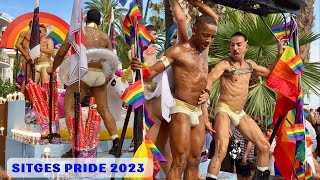 Sitges Pride Parade 2023 in Barcelona Spain  Marcha del Orgullo LGBTQIA [upl. by Arinaid809]