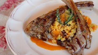 Chuletillas de cordero asadas con cuscús  Lamb chops with couscous [upl. by Cinimod]