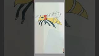 Honey bee drawing  How to draw Honey bee  step by step for kids [upl. by Adrell247]