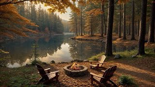 Calm Morning Moments  Lakeside Campfire amp Birdsong Ambience  Relaxing Music [upl. by Notgnihsaw]