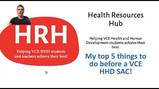 My top 5 things to do before a VCE HHD SAC [upl. by Niuq]