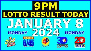 9pm Lotto Result Today January 8 2024 Monday [upl. by Britta]