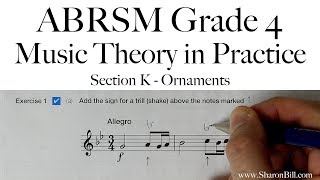 ABRSM Grade 4 Music Theory Section K Ornaments with Sharon Bill [upl. by Nosauq216]