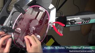 How to string Haribito 76 holes 22x21 Professional Pattern  Badminton Stringing [upl. by Sweet574]