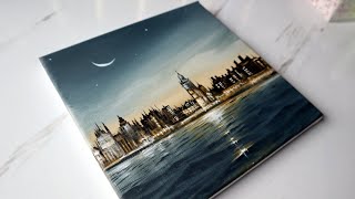 How to paint cityscape  Easy acrylic painting for beginners  Step by step painting tutorial [upl. by Benjie]