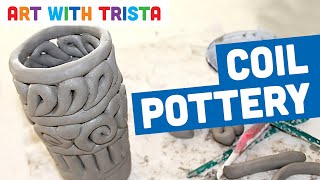 Coil Pottery Step By Step Clay Art Tutorial  Art With Trista [upl. by Sheeran]