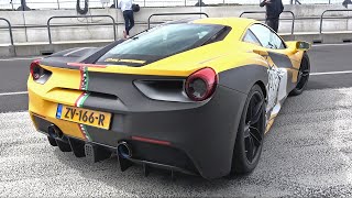 Ferrari 488 GTB with Akrapovic Exhaust System LOUD Fly Bys amp Accelerations on Track [upl. by Princess778]