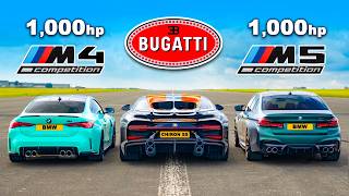 Bugatti Chiron Super Sport v 1000hp BMW M4 and M5 DRAG RACE [upl. by Shulman]