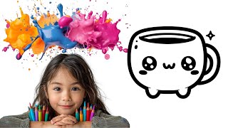 Cute Mug ✨️💕 Drawing For Kids  Funny Coloring Sketch For Children Toddler Painting [upl. by Olocin]