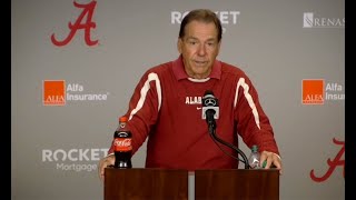 Nick Saban recaps second scrimmage and talks about Jermaine Burtons big play ability [upl. by Pepi]