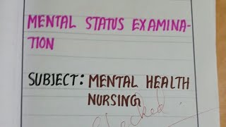 Mental Status Examination Mental Health NursingAssignment [upl. by Yde]